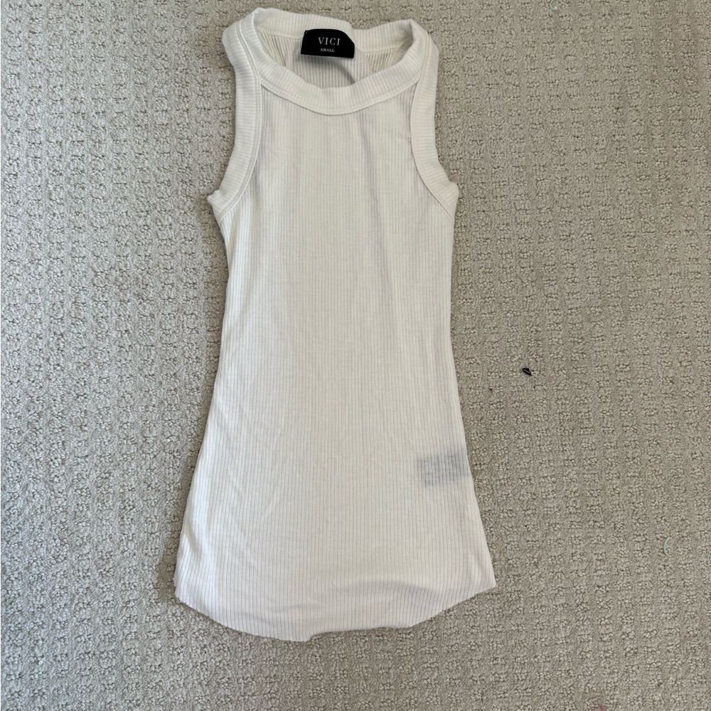 Vici Ivory Ribbed Sleeveless Top